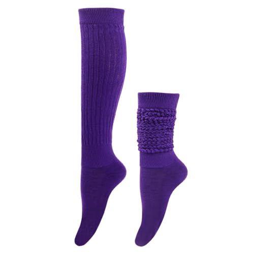 Nilioyul 2er Pack Slouch Socken aus Polyester, atmungsaktiv und schweißabsorbierend, langlebig, elastisch, wärmend, atmungsaktiver Stoff mit Elastizität, Dunkellila von Nilioyul