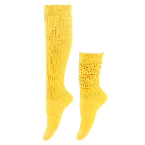 Nilioyul 2er Pack Slouch Socken aus Polyester, atmungsaktiv und schweißabsorbierend, langlebig, elastisch, wärmend, atmungsaktiver Stoff mit Elastizität, Gelb von Nilioyul