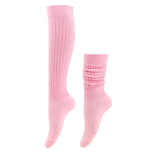 Nilioyul 2er Pack Slouch Socken aus Polyester, atmungsaktiv und schweißabsorbierend, langlebig, elastisch, wärmend, atmungsaktiver Stoff mit Elastizität, Hell Pink von Nilioyul