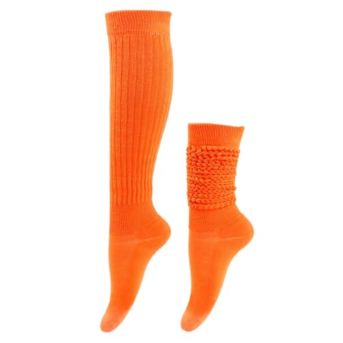 Nilioyul 2er Pack Slouch Socken aus Polyester, atmungsaktiv und schweißabsorbierend, langlebig, elastisch, wärmend, atmungsaktiver Stoff mit Elastizität, Orange von Nilioyul