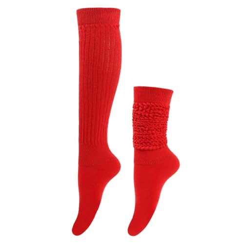 Nilioyul 2er Pack Slouch Socken aus Polyester, atmungsaktiv und schweißabsorbierend, langlebig, elastisch, wärmend, atmungsaktiver Stoff mit Elastizität, Rot von Nilioyul