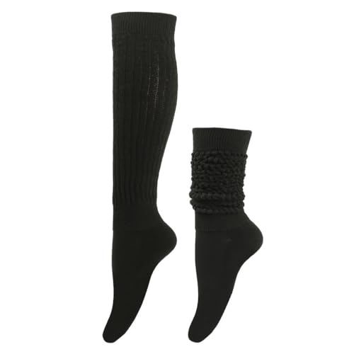 Nilioyul 2er Pack Slouch Socken aus Polyester, atmungsaktiv und schweißabsorbierend, langlebig, elastisch, wärmend, atmungsaktiver Stoff mit Elastizität, Schwarz von Nilioyul