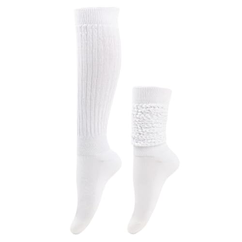 Nilioyul 2er Pack Slouch Socken aus Polyester, atmungsaktiv und schweißabsorbierend, langlebig, elastisch, wärmend, atmungsaktiver Stoff mit Elastizität, Weiß von Nilioyul
