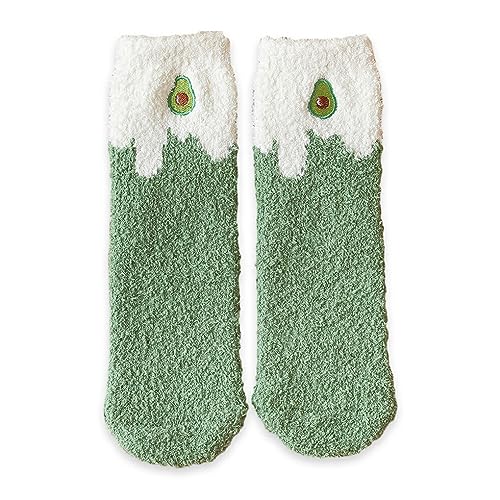 Nilioyul Bequeme und atmungsaktive Socken für Damen, jeden Anlass, Polyester, Erdbeersocken, Wintersocken, Obstsocken, langlebig, Grüne Avocados von Nilioyul