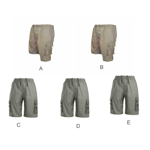 Nilioyul Lässige Shorts für Herren, elastische Taille, halbe Hose, weicher Stoff, praktische Aufbewahrung mit mehreren Taschen, entworfen, um sich zu treffen, Khaki, L von Nilioyul