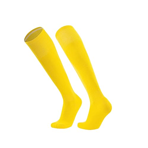 Nilioyul Unisex Sportsocken für einen aktiven Lebensstil, einfarbige Polyestersocken, Basketballsocken, Fußballsocken, Gelb, Kindercode von Nilioyul