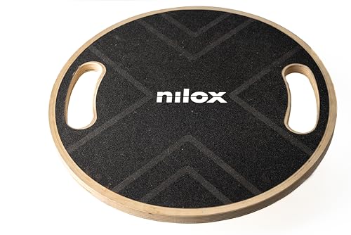 Nilox Power Balance Board aus gehärtetem Holz, rutschfest und kritisierend, rotierende Fitnessplatte zur Stärkung der Muskeln und Koordination von Nilox