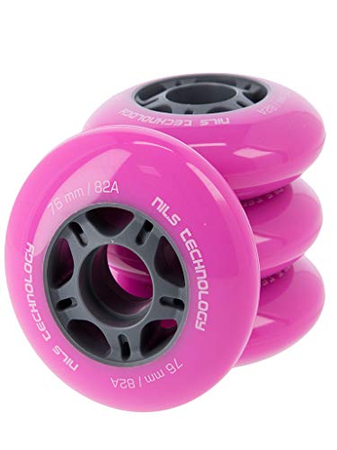 Nils Extreme Inliner-Rollen Inline Skates Rollen Wheel # mit guter Haftung Rollenset für drinnen & draußen ohne Lager Rosa (PU 76x24) von Nils Extreme