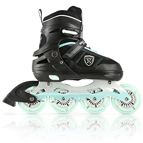 Nils Extreme Inliner für Kinder und Erwachsene - Inline Skates Mädchen und Jungen - ABEC7 Kugellager - Rollerblades Damen und Herren - Rollerskates Größenverstellbar M 35-38 - Schwarz und Minze von Nils Extreme