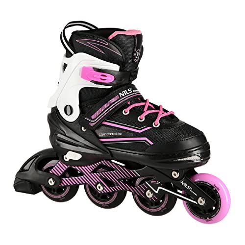 Nils Inline Skates Damen Inliner ABEC7 Verstellbare Inlineskates für Kinder (Schwarz-Rosa, 39-42) von Nils Extreme