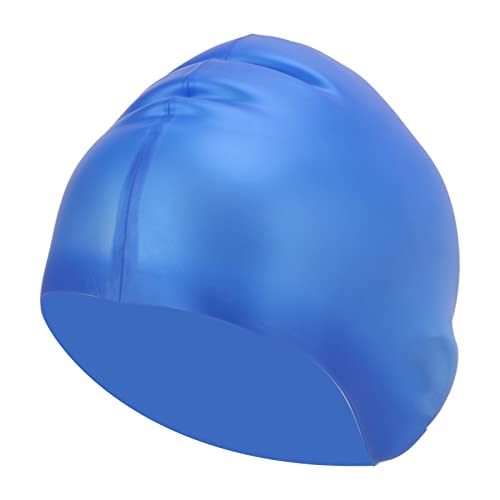 Nimomo Hochelastische Silikon-Badekappe für Erwachsene, Unisex-Badekappe mit großem Thichen, wasserdicht, Bequeme Badekappe, ideal für langes Haar(Blau) von Nimomo