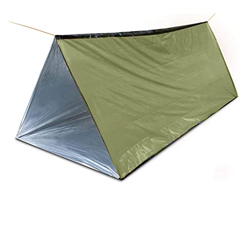 Notfall-Survival-Zelt, 150 x 250 cm, wasserdicht, für 2 Personen, Mylar, Thermo-Unterschlupf für Wandern, Camping, Grün von Ninth C
