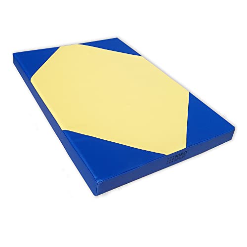 NiroSport Turnmatte 100 x 70 Gelb/Blau Weichbodenmatte Gymnastikmatte von Niro Sportgeräte