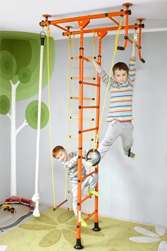 NiroSport Sprossenwand Kinderzimmer Orange M1 Indoor Turnwand für max. Belastung bis 130 kg von Niro Sportgeräte