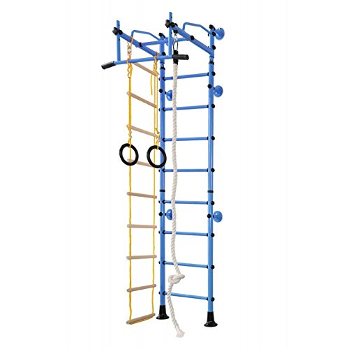 NiroSport Sprossenwand für Kinderzimmer M2 Blau Klettergerüst Indoor Kletterwand Turnwand für max. Belastung bis 130 kg von Niro Sportgeräte