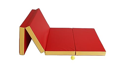 NiroSport Weichbodenmatte 200 x 100 x 8 cm cm klappbar Turnmatte Gymnastikmatte Fitnessmatte Sportmatte Trainingsmatte Bodenmatte Schutzmatte Übungsmatte wasserdicht faltbar Rot/Gelb von Niro Sportgeräte