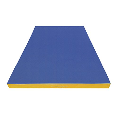 NiroSport Turnmatte für zu Hause/8cm hohe Weichbodenmatte für Gymnastik & Yoga / Kinder Sportmatte für Turnhallen – hautfreundlicher Fitnessmatte aus abwaschbarem Kunstleder (150 x 100 cm, Blau/Gelb) von NiroSport