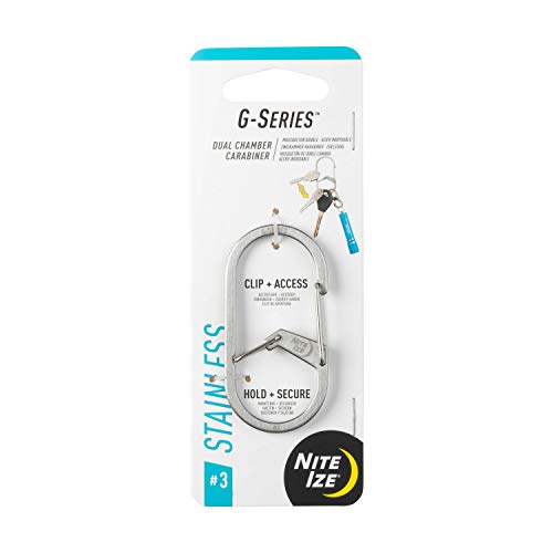 Nite Ize Unisex – Erwachsene G-Series DUAL Chamber Carabiner, Silber, Gr. 3 von Nite Ize