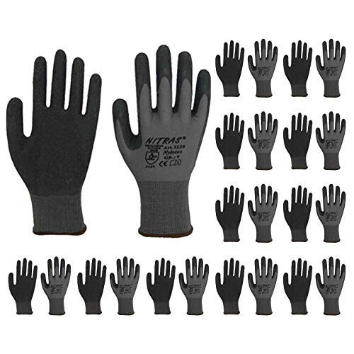 Nitras 3520 Arbeits-Handschuh - 12 Paar bequeme, robuste Allround-Schutz-Handschuhe für die Arbeit - 12/3XL (12er Pack) von Nitras