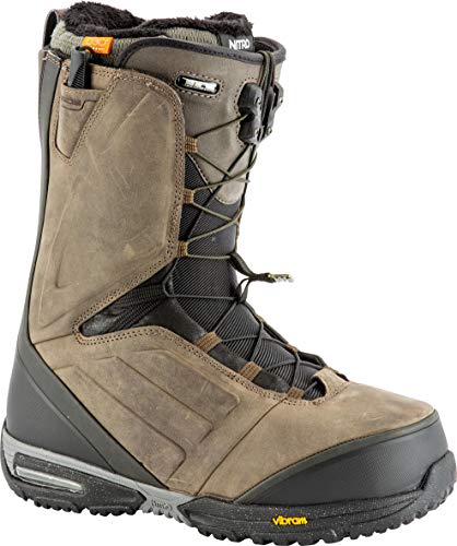 Nitro Snowboards Herren EL Mejor TLS '19 Premium Leder Snowboardschuh Snowboardboot mit Schnellschnürsystem Highend Freeride Carving Softboot Boots, Destressed Brown, 27.5 von Nitro