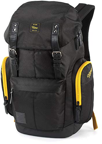 Daypacker Alltagsrucksack im Retro Look mit Gepolstertem Laptopfach, Schulrucksack, Wanderrucksack oder Streetpack, 32 L, Golden Black von Nitro