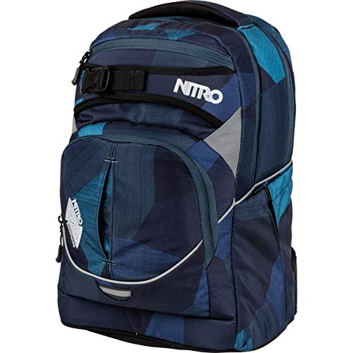Nitro 878052 Superhero Schulrucksack, Rucksack, abnehmbarer Hüftgurt, robuste Bodenplatte, Thermotasche, 30 L,, Fragments Blue von Nitro