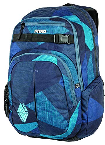 Nitro Chase Rucksack, Schulrucksack mit Organizer, Schoolbag, Daypack mit 17 Zoll Laptopfach, Fragments Blue, 35L von Nitro