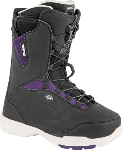 Nitro Damen Snowboards Scala TLS '23 All Mountain Freeride Freestyle Schnellschnürsystem Boot Snowboardboot, Black-Purple, MP 25,5 // EU 39 1/3 // US 8 von Nitro