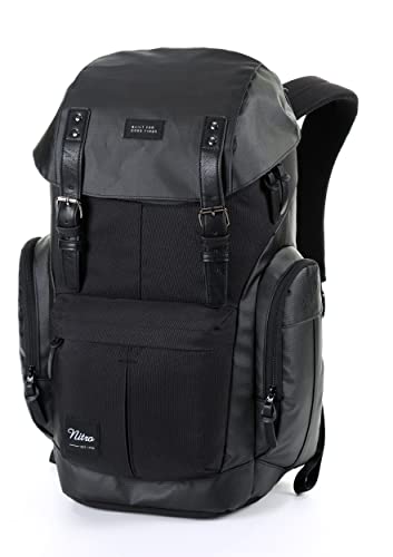 Nitro Daypacker Alltagsrucksack im Retro Look mit Gepolstertem Laptopfach, Schulrucksack, Wanderrucksack oder Streetpack, 32 L, Tough Black von Nitro
