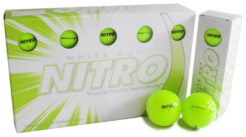 Nitro Long Distance Peak Performance Golfbälle (15 Stück), alle Stufen, weiß, 70 Kompressionen, hohe Geschwindigkeit, weißer Hot Core Long Distance Golfbälle, USGA genehmigt, insgesamt 15 Stück, gelb von Nitro