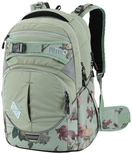 Nitro Superhero Schulrucksack, Rucksack, abnehmbarer Hüftgurt, robuste Bodenplatte, Thermotasche, 30 L, Dead Flower von Nitro