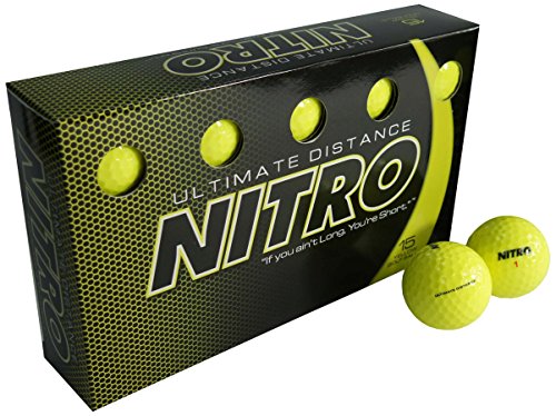 Nitro Ultimate Distance Golfball, 15 Stück, Herren, NUD15YBXBL, gelb von Nitro