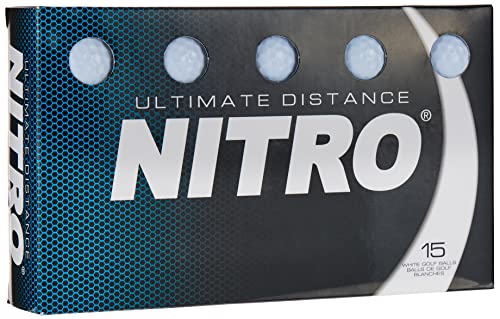 Nitro Ultimate Distance Golfball, 15 Stück, NUD15WBXBL, weiß von Nitro