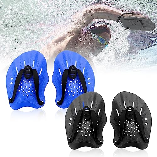 2 Paar Schwimmpaddel, Unisex Hand Paddle Für Schwimmen, Handpaddel Zum Schwimmen Für Schwimmer Paddles Schwimmen Swimming Paddles Mit Verstellbaren Riemen Für Unterarm-Krafttraining Erwachsene Kinder von Nizirioo