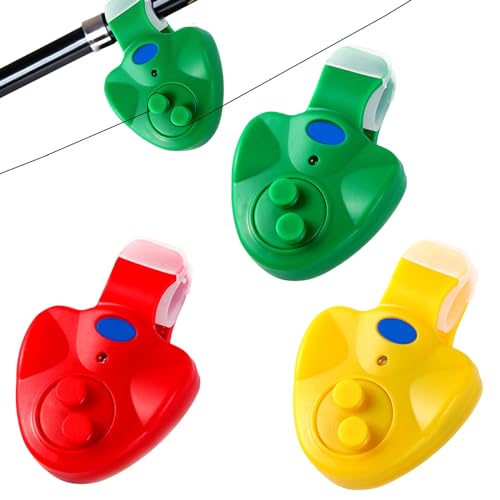 3 Stück Elektronisch Bissanzeiger Empfindsame Angeln Bissanzeiger: Elektronisch Bissanzeiger Leuchtanzeiger Swinger Vibration auf der mit LED Leuchtanzeiger Einfach Zu Befestigende(rot grün gelb) von Nizirioo