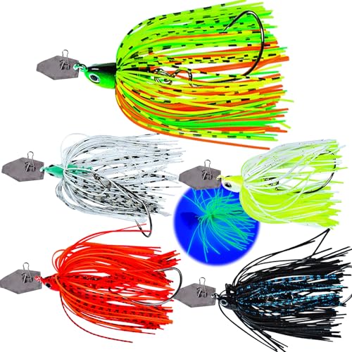 Njord Kalastus Chatterbait Kunstköder Set 5 Stück in Box 15g & 10g wählbar | Crankbait Jig Spinner Angelköder Hecht Barsch Köder Zander Köder Hecht Köder Chatterbaits Spinbait (Neu: 10g) von Njord Kalastus