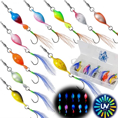 Njord Kalastus Messeneuheit 2024 Spoons Forelle Mega Twist 10 Stück 3g in Spoonbox | Forellen Angeln Spoon Set Forellenköder | Forellen Blinker Angeln Forelle | Forellen Spinner Set Trout Spoon von Njord Kalastus