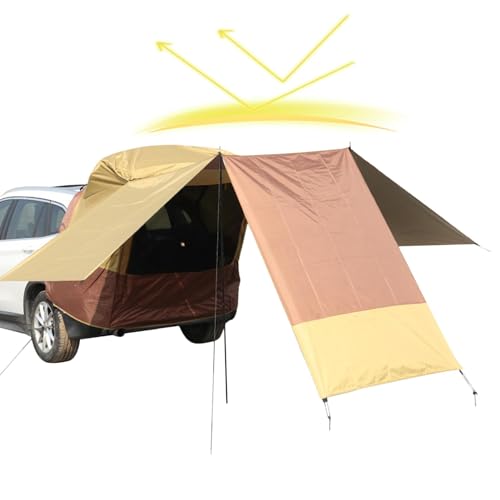 Fahrzeug-Campingzelt | SUV-Dachzelt | SUV-Zelt für Camping, vielseitiges Schutzzelt, 5–8-Personen-Kofferraumzelt für Camping, Outdoor-Camping-Zubehör, SUV-Zelt, universelle Heckklappenzelte, Schräghec von Nkmujil