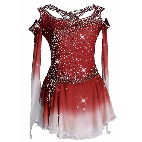 Nnnydjy Künstlerische Figur Skating Kleider Für Frauen Girls' Tanz Eislaufwettbewerb Kostüme Modeverlauf Rhythmischer Gymnastik Lotard Tragen Handgefertigter,K,12_15Years von Nnnydjy
