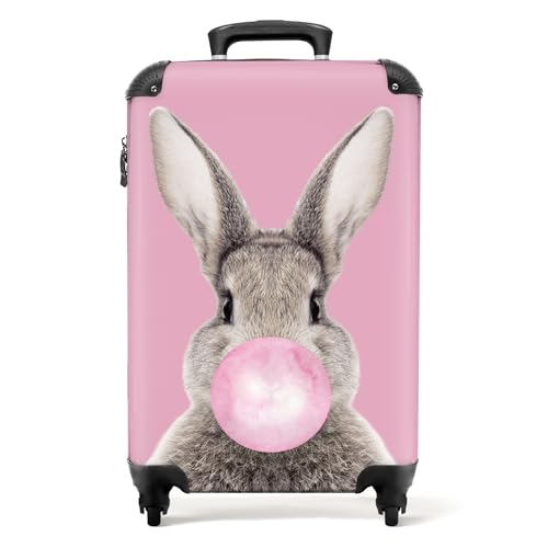 NoBoringSuitcases.com® Koffer Handgepäck - Kabinentrolley, Leichtgewicht, 4 Rollen, mit Kaninchenmotiv, Zahlenschloss, UV-beständig, 55cm-35cm-20cm von NoBoringSuitcases.com