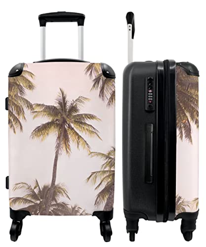 NoBoringSuitcases.com® Koffer groß Trolley Rollkoffer Reisekoffer mit 4 Rollen Fotokoffer - Palmen - Grün - Sonne - Natur - 67x43x25cm - 90 Liter von NoBoringSuitcases.com