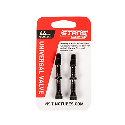 Stan's NoTubes Unisex – Erwachsene NOTUBES Universal Ventil Aluminium, schwarz bis zu 8mm Ventilloch, 44 mm von NoTubes