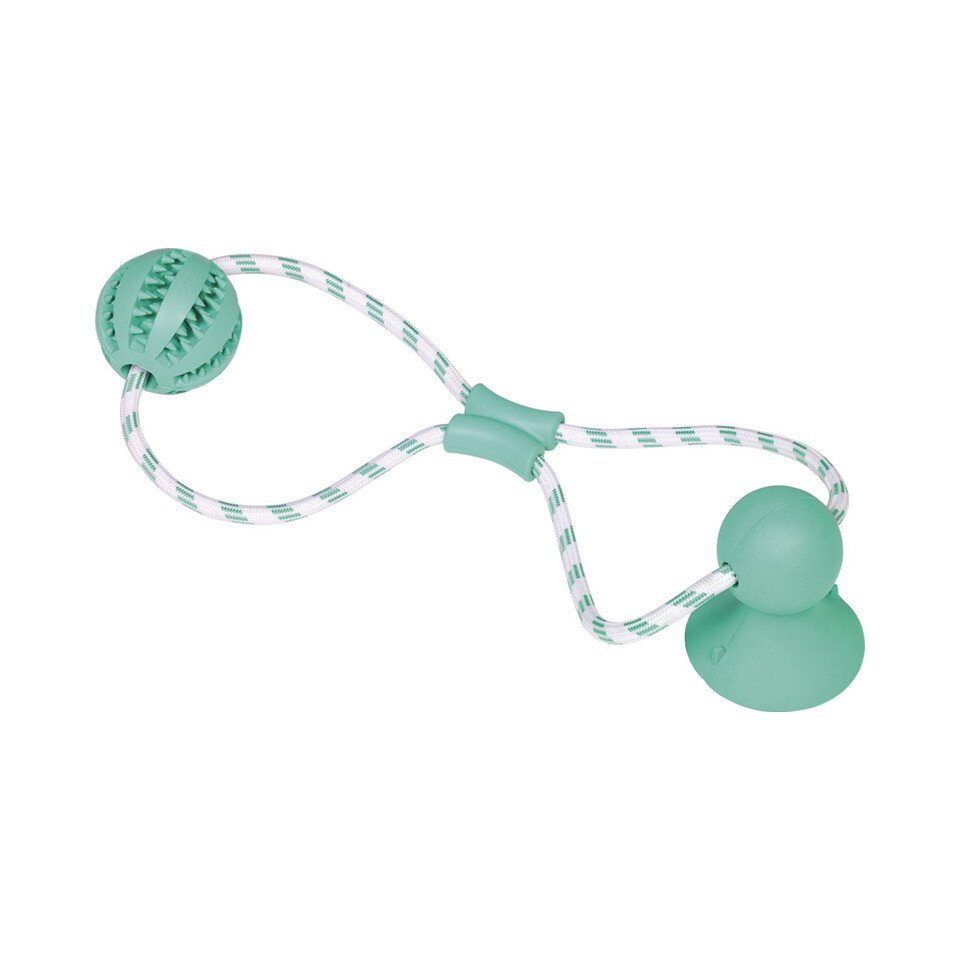 Nobby Spielknochen Hundespielzeug Vollgummi Ball mit Seil Dental Line mit Saugnapf von Nobby