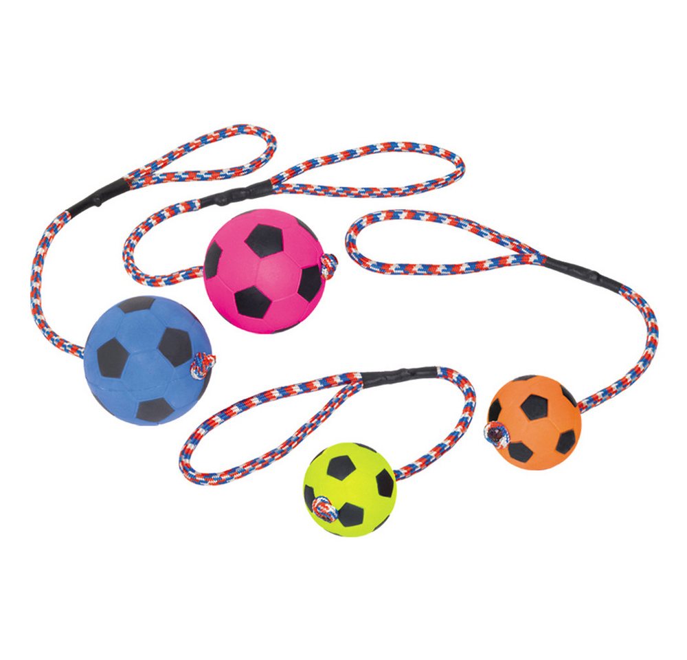 Nobby Spielknochen Moosgummi Fußball mit Seil, Maße: 9,0 cm von Nobby