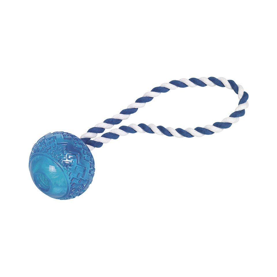 Nobby Spielknochen TPR Ball mit Seil blau von Nobby