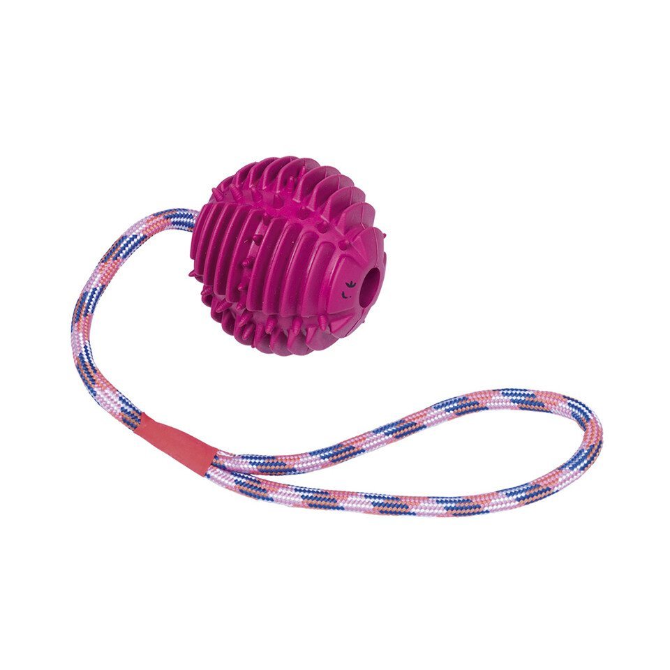 Nobby Spielknochen Vollgummi Ball mit Seil lila von Nobby