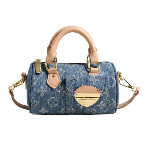 Nogkdyc Crossbody Taschen für Frauen Frauentasche Kissenbeutel Gewebt Denim Handtasche Vintage -Umhängetasche-Blau-A von Nogkdyc