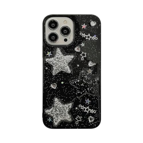 Nogkdyc Für iPhone 15 Hülle Black 3D Sparkling Star Phone Hülle Für iPhone 15 14 13 12 11 Pro Max TPU -Hülle Cover-Für Das iPhone 12Pro Max-Schwarz von Nogkdyc