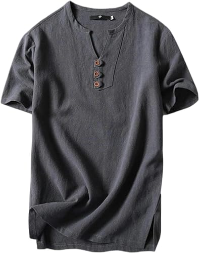 Nogkdyc Herren Sommer T-Shirts Herren T-Shirts Übergröße 5XL 6XL 8XL 9XL Groß Oversized T-Shirt Leinen Kurzarm T-Shirt Herren Sommer Männer-Brust 140 cm 6XL-Grau von Nogkdyc