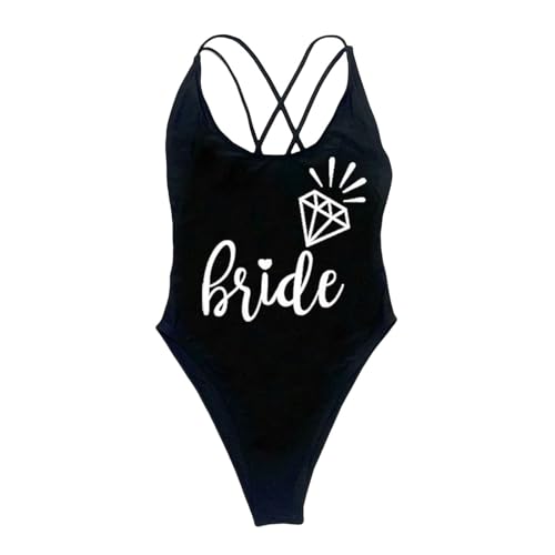 Nogkdyc Team Bride Swimsuit Braut Und Braut Sommerteam Sommer Badezimmer Kostüme Frau Dame Badezimmer Kostüm-BLWH Bride-XL von Nogkdyc